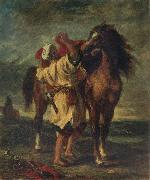 Arab Sadding His Horse